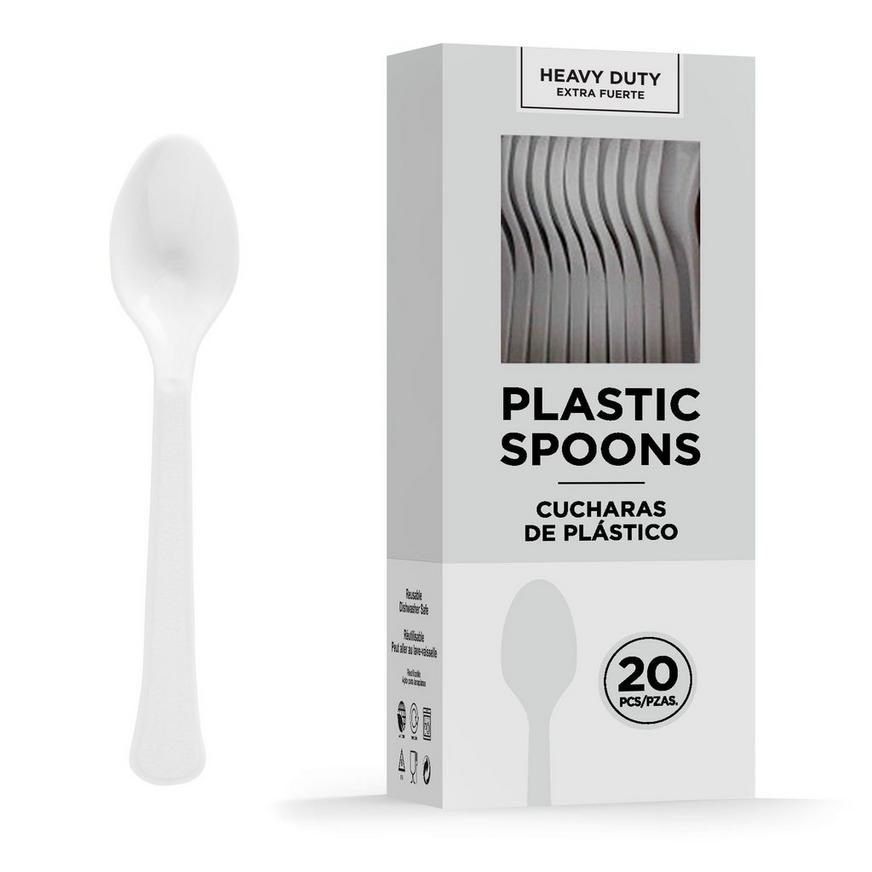 White Heavy-Duty Plastic Spoons, 20ct